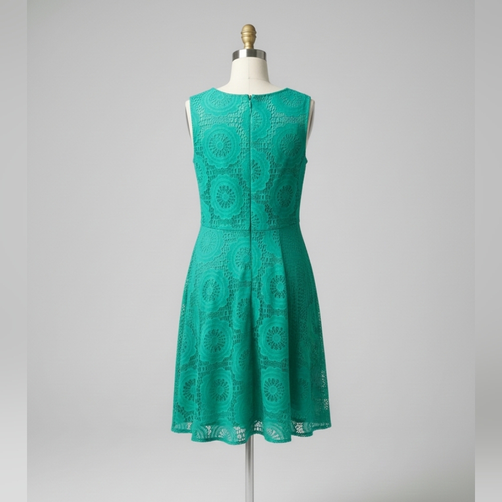 London Style Collection Teal Lace A-line Dress - Picture 2 of 6